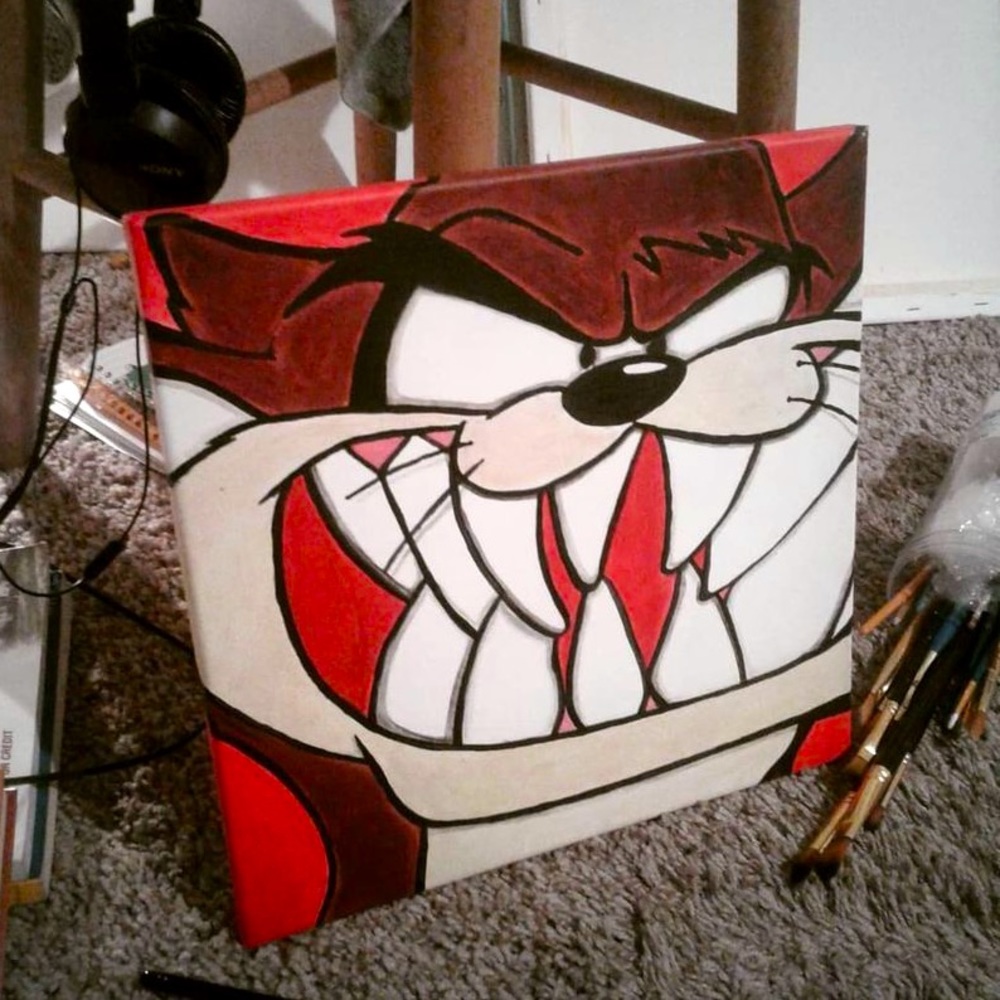 Tasmanian Devil Looney Tunes Original Painting 12” by 12” Canvas Artwork